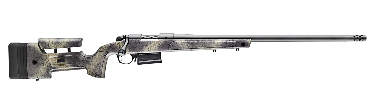 Bergara Rifles B145371 B-14 Wilderness HMR 308 Win 5+1 20" Threaded, Sniper Gray Cerakote Barrel/Rec, Adj. SoftTouch Woodland Camo Stock with Mini-Chassis, Omni Muzzle Brake
