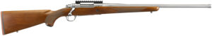 Ruger 57105 Hawkeye Hunter Full Size 6.5 PRC 3+1 22" Satin Stainless Steel Threaded Barrel, Picatinny Rail Steel Receiver, Fixed American Walnut w/Pistol Grip Stock