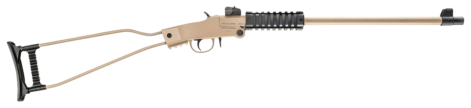 Chiappa Firearms 500255 Little Badger Full Size 22 LR, 1 Shot 16.50" Desert Sand Cerakote Steel Barrel, Desert Sand Cerakote Quad Picatinny Receiver, Desert Sand Cerakote Wire Frame Stock, Right Hand