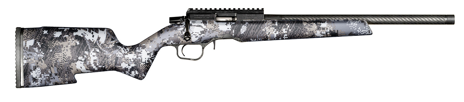 Christensen Arms 8011201600 Ranger  Full Size 22 WMR 9+1 18" Black Carbon Fiber Steel Barrel, Black Anodized Aluminum Receiver, Sitka Elevate II Camo Carbon Fiber Aluminum Bedding Stock