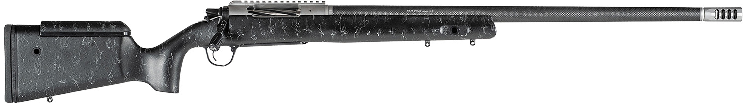 Christensen Arms 8010700100 ELR  6.5 PRC 3+1 26" Target Profile Carbon Fiber Barrel, Black Nitride Finish, Black with Gray Webbing Stock