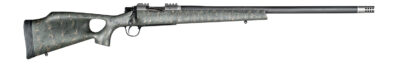 Christensen Arms 8010800107 Summit TI  Full Size 6.5 PRC 3+1, 24" Natural Titanium Steel Threaded Barrel, Natural Titanium Aluminum Receiver, Green w/Black/Tan Webbing Fixed Thumbhole Stock