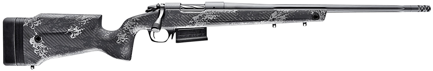 Bergara Rifles B14S751 B-14 Crest 308 Win 3+1 20" Fluted/Threaded, Sniper Gray Cerakote Barrel/Rec, Monte Carlo Carbon Fiber Stock with Black & Gray Splatter, Omni Muzzle Brake