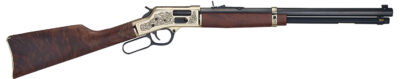 Henry H006GMD Side Gate Deluxe 357 Mag/38 Special 10+1 20" Blued Octagon Barrel, Engraved Polished Brass Rec, Semi-Fancy American Walnut Stock, Adj. Sight