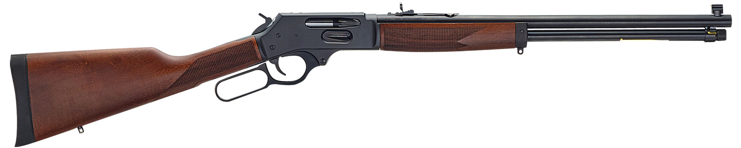 Henry H009G-360BH Side Gate  Full Size 360 Buckhammer 5+1 20" Blued Stainless Steel Barrel, Blued Drilled & Tapped Stainless Steel Receiver, Fixed American Walnut Stock, Right Hand