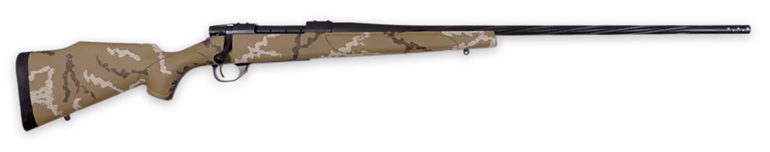 Weatherby VHH222RR6B Vanguard Outfitter 22-250 Rem 5+1 24" Threaded/Spiral Fluted, Graphite Black Barrel/Rec, Tan with Brown & White Sponge Synthetic Stock, Accubrake Muzzle Brake, Adj. Trigger