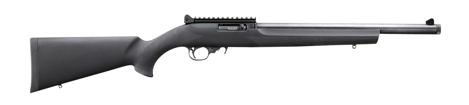 Ruger 31197 10/22 Carbine 22 LR 10+1 16.12" Threaded Bull Barrel, Black, Hogue Overmolded Stock, Ghost Ring Sight, Optic Mount