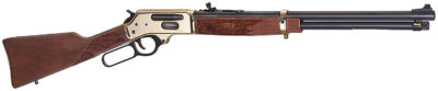 Henry H024360BH Side Gate  Full Size 360 Buckhammer 5+1 20" Blued Steel Barrel, Brass Polished Drilled & Tapped Brass Receiver, Fixed American Walnut Stock, Right Hand