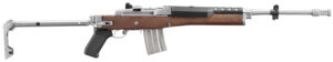 Ruger 5895 Mini-14  223 Rem/5.56 NATO 20+1 18.50" Matte Stainless Threaded Barrel, Matte Stainless Picatinny Rail  Receiver, Walnut/Stainless Wood Side Folding Side Folding Stock, Black Polymer Grip