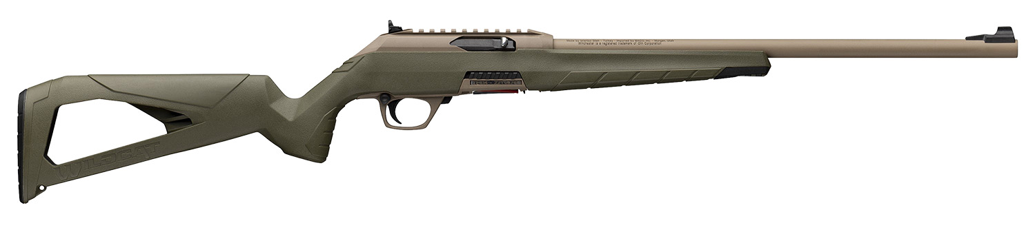 Winchester Repeating Arms 521158102 Wildcat SR 22 LR 10+1 16.50" Flat Dark Earth Button Rifled Barrel, Flat Dark Earth Picatinny Rail Polymer Receiver, Adj Cheek Piece & LOP OD Green Synthetic Stock