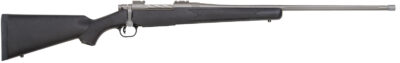 Mossberg 28261 Patriot  Full Size 7mm PRC 3+1 24" Stainless Cerakote Fluted Threaded Barrel, Drilled & Tapped Stainless Cerakote Receiver, Black Fixed Synthetic Stock