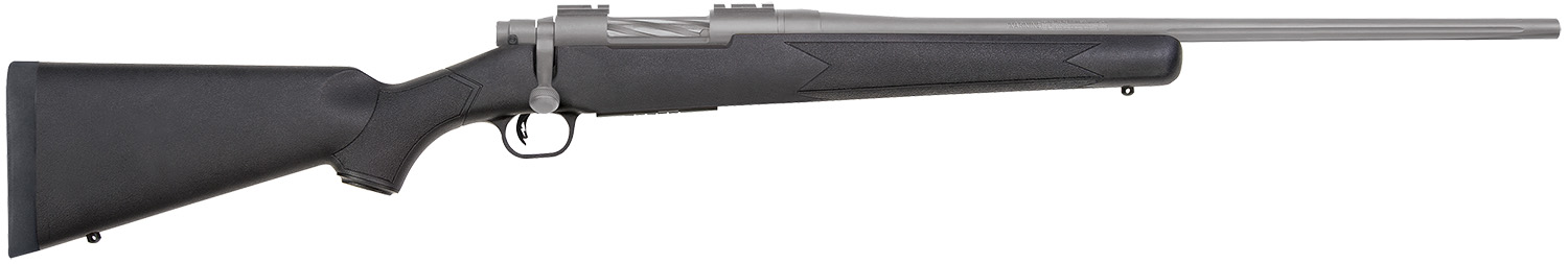 Mossberg 28006 Patriot  7mm-08 Rem 5+1 22" Stainless Cerakote Fluted Barrel, Stainless Cerakote Receiver Drilled & Tapped, Black Fixed Synthetic Stock, Right Hand