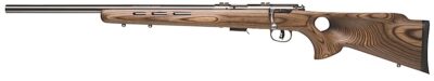 Savage Arms 96210 93R17 BTVLSS Full Size 17 HMR 5+1 21" Satin Heavy Button Rifled Barrel, Satin Drilled & Tapped Stainless Steel Receiver, Natural Brown Thumbhole Laminate Stock, Left Hand
