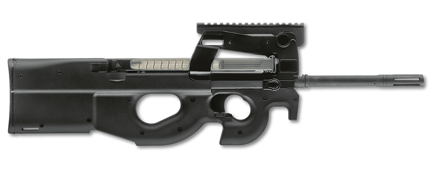 FN 3848950440 PS90  5.7x28mm 10+1 16" Black Ported Barrel, Black w/Picatinny Rail Aluminum Receiver, Matte Black Synthetic Bullpup w/Thumbhole Stock, Ambidextrous