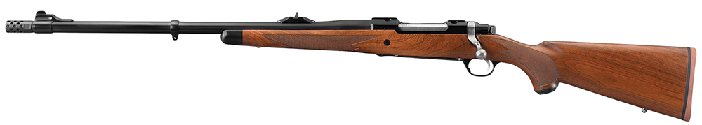 Ruger 47121 Hawkeye African Full Size 375 Ruger 3+1 23" Satin Blued Threaded Barrel, Satin Blued Steel Receiver w/Integral Scope Mount, American Walnut Fixed Stock, Left Hand